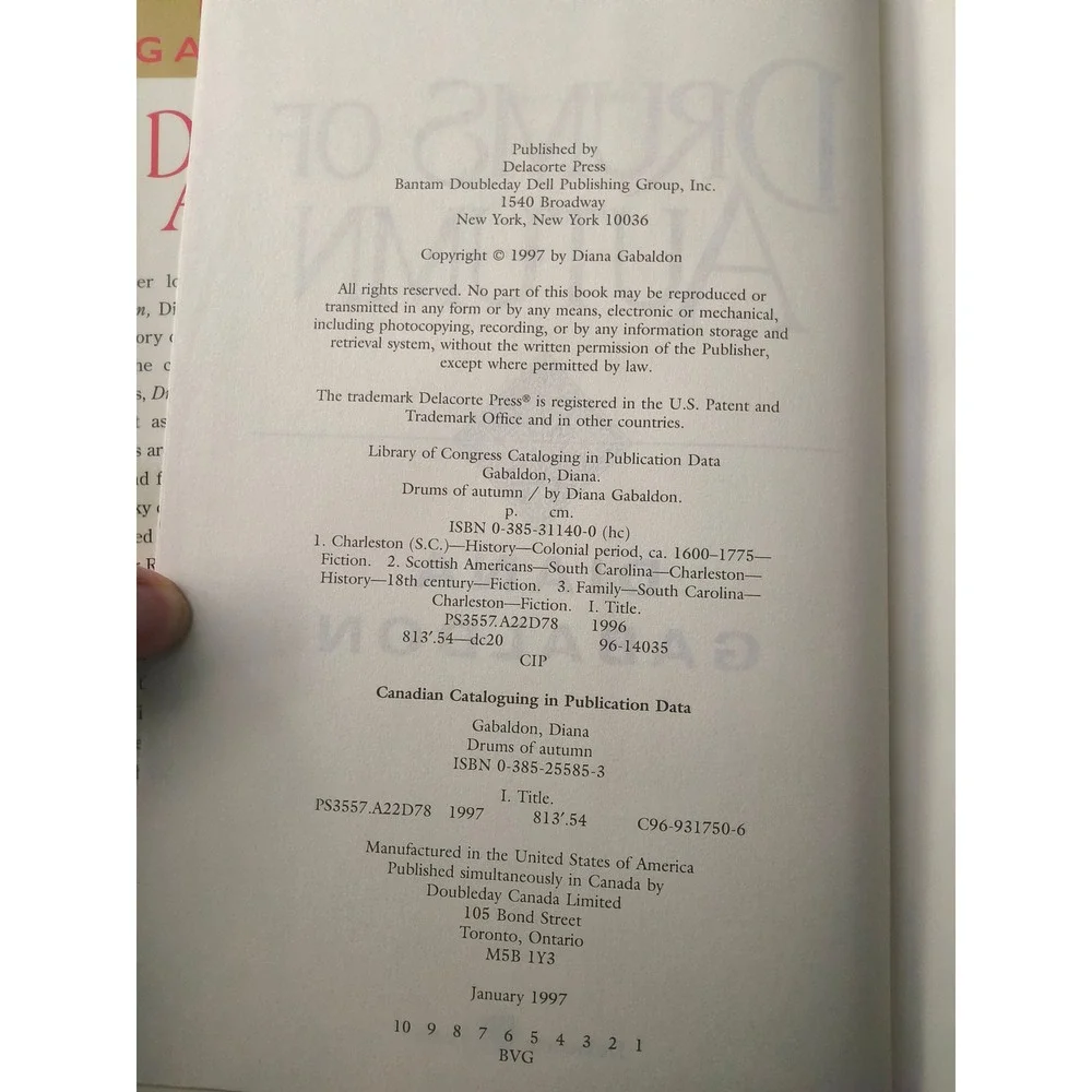 First edition, First printing of Drums of Autumn by Diana Gabaldon